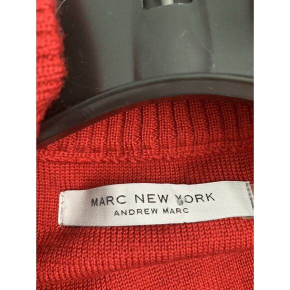Marc NY Womens Wool Knit Red Ribbed Long Sleeved Sweater Dress 1/4Zip Size Large - Picture 10 of 11
